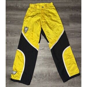 VTG Fleshgear MX Pants Mens Black Yellow Motocross Motorcycle Pockets 90’s 26x28